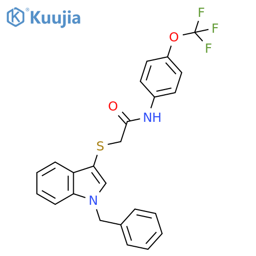 2-(1-benzyl-1H-indol-3-yl)sulfanyl-N-4-(trifluoromethoxy)phenylacetamide structure