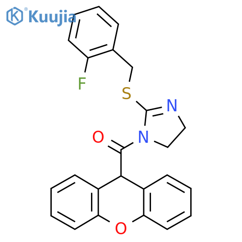 2-{(2-fluorophenyl)methylsulfanyl}-1-(9H-xanthene-9-carbonyl)-4,5-dihydro-1H-imidazole structure