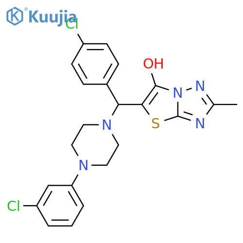5-(4-chlorophenyl)4-(3-chlorophenyl)piperazin-1-ylmethyl-2-methyl-1,2,4triazolo3,2-b1,3thiazol-6-ol structure