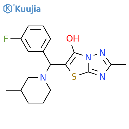 5-(3-fluorophenyl)(3-methylpiperidin-1-yl)methyl-2-methyl-1,2,4triazolo3,2-b1,3thiazol-6-ol structure