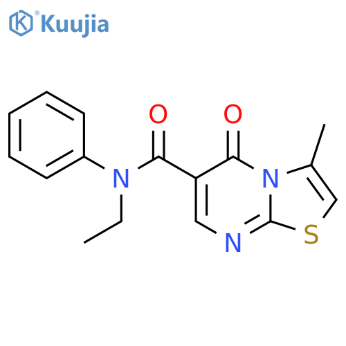 N-ethyl-3-methyl-5-oxo-N-phenyl-5H-1,3thiazolo3,2-apyrimidine-6-carboxamide structure