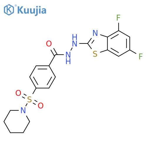 N'-(4,6-difluoro-1,3-benzothiazol-2-yl)-4-(piperidine-1-sulfonyl)benzohydrazide structure
