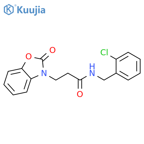 N-(2-chlorophenyl)methyl-3-(2-oxo-2,3-dihydro-1,3-benzoxazol-3-yl)propanamide structure