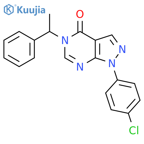 1-(4-chlorophenyl)-5-(1-phenylethyl)-1H,4H,5H-pyrazolo3,4-dpyrimidin-4-one structure