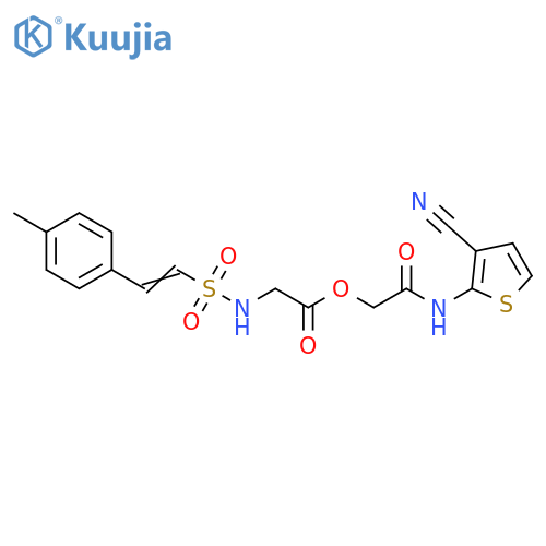 N-[[2-(4-Methylphenyl)ethenyl]sulfonyl]glycine 2-[(3-cyano-2-thienyl)amino]-2-oxoethyl ester structure