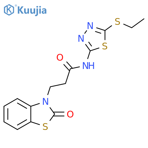 N-5-(ethylsulfanyl)-1,3,4-thiadiazol-2-yl-3-(2-oxo-2,3-dihydro-1,3-benzothiazol-3-yl)propanamide structure