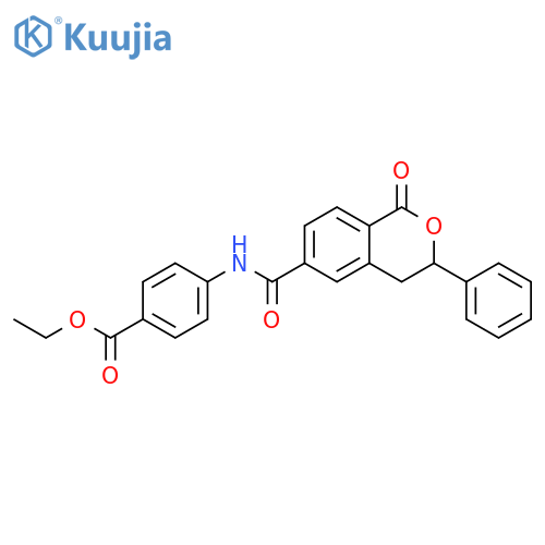 ethyl 4-(1-oxo-3-phenyl-3,4-dihydro-1H-2-benzopyran-6-amido)benzoate structure