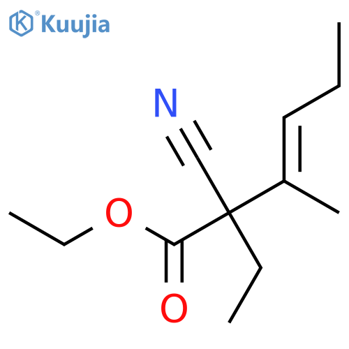3-Hexenoicacid, 2-cyano-2-ethyl-3-methyl-, ethyl ester structure