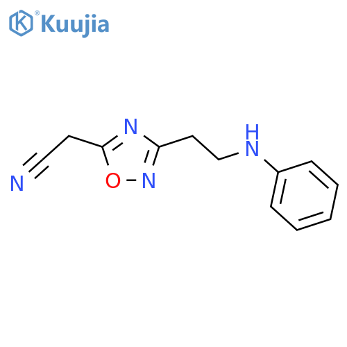 2-{3-2-(phenylamino)ethyl-1,2,4-oxadiazol-5-yl}acetonitrile structure