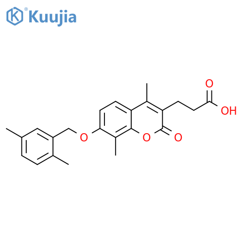 3-(7-((2,5-dimethylbenzyl)oxy)-4,8-dimethyl-2-oxo-2H-chromen-3-yl)propanoic acid structure
