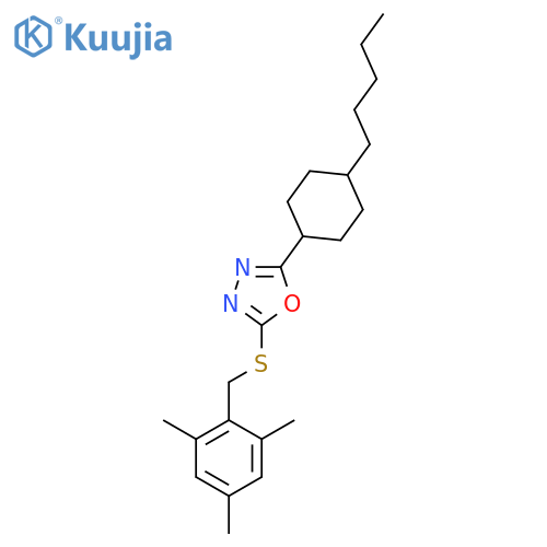 2-(4-Pentylcyclohexyl)-5-{[(2,4,6-trimethylphenyl)methyl]sulfanyl}-1,3,4-oxadiazole structure