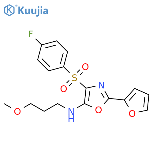 4-(4-fluorobenzenesulfonyl)-2-(furan-2-yl)-N-(3-methoxypropyl)-1,3-oxazol-5-amine structure