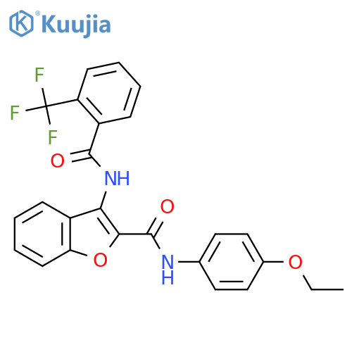 N-(4-ethoxyphenyl)-3-2-(trifluoromethyl)benzamido-1-benzofuran-2-carboxamide structure