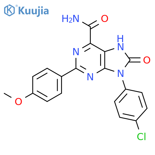 9-(4-chlorophenyl)-2-(4-methoxyphenyl)-8-oxo-8,9-dihydro-7H-purine-6-carboxamide structure