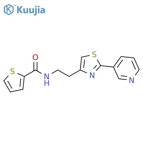 N-{2-2-(pyridin-3-yl)-1,3-thiazol-4-ylethyl}thiophene-2-carboxamide structure