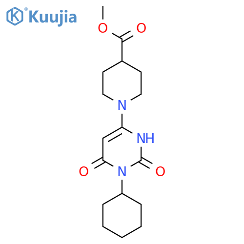 methyl 1-(1-cyclohexyl-2,6-dioxo-1,2,3,6-tetrahydropyrimidin-4-yl)piperidine-4-carboxylate structure