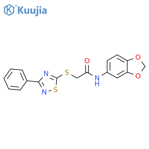 N-(2H-1,3-benzodioxol-5-yl)-2-(3-phenyl-1,2,4-thiadiazol-5-yl)sulfanylacetamide structure