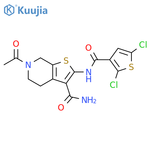 6-acetyl-2-(2,5-dichlorothiophene-3-amido)-4H,5H,6H,7H-thieno2,3-cpyridine-3-carboxamide structure