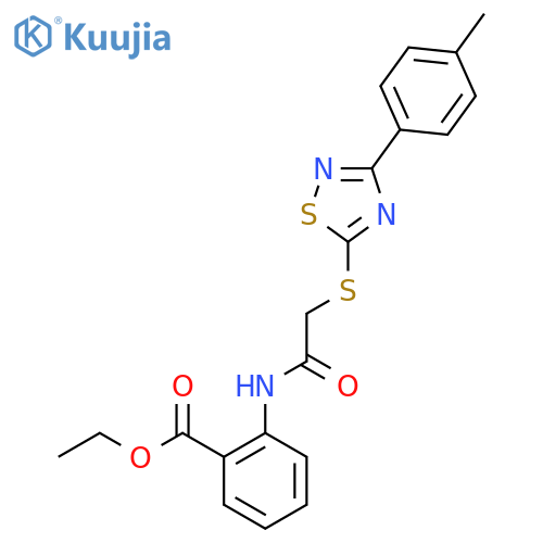 ethyl 2-(2-{3-(4-methylphenyl)-1,2,4-thiadiazol-5-ylsulfanyl}acetamido)benzoate structure