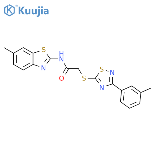 N-(6-methyl-1,3-benzothiazol-2-yl)-2-{3-(3-methylphenyl)-1,2,4-thiadiazol-5-ylsulfanyl}acetamide structure