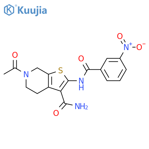 6-acetyl-2-(3-nitrobenzamido)-4H,5H,6H,7H-thieno2,3-cpyridine-3-carboxamide structure