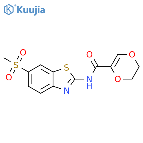 N-(6-methanesulfonyl-1,3-benzothiazol-2-yl)-5,6-dihydro-1,4-dioxine-2-carboxamide structure