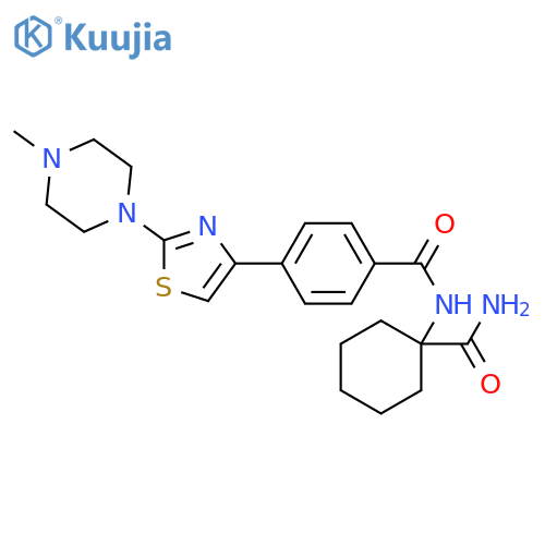 N-[1-(aminocarbonyl)cyclohexyl]-4-[2-(4-methyl-1-piperazinyl)-4-thiazolyl] structure