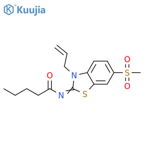 N-(2Z)-6-methanesulfonyl-3-(prop-2-en-1-yl)-2,3-dihydro-1,3-benzothiazol-2-ylidenepentanamide structure