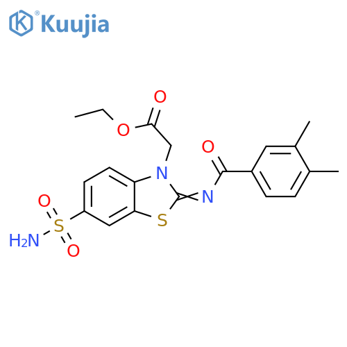 ethyl 2-(2Z)-2-(3,4-dimethylbenzoyl)imino-6-sulfamoyl-2,3-dihydro-1,3-benzothiazol-3-ylacetate structure