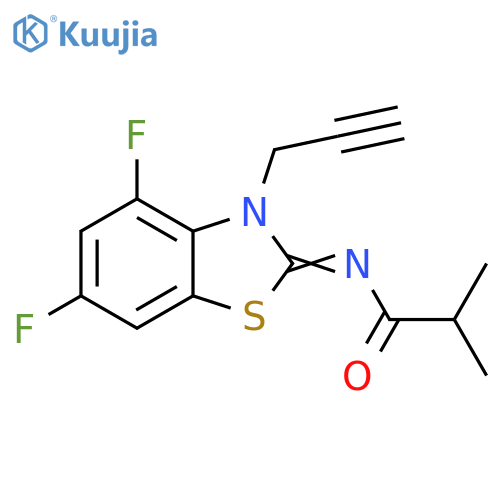 N-(2Z)-4,6-difluoro-3-(prop-2-yn-1-yl)-2,3-dihydro-1,3-benzothiazol-2-ylidene-2-methylpropanamide structure