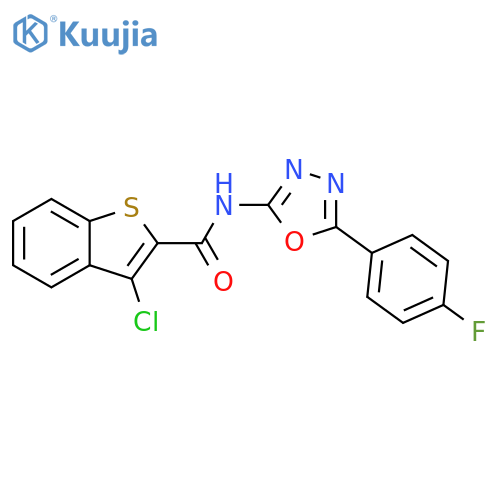 3-chloro-N-5-(4-fluorophenyl)-1,3,4-oxadiazol-2-yl-1-benzothiophene-2-carboxamide structure