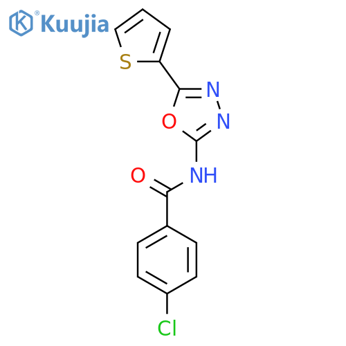 4-chloro-N-5-(thiophen-2-yl)-1,3,4-oxadiazol-2-ylbenzamide structure