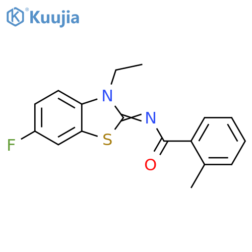N-(2E)-3-ethyl-6-fluoro-2,3-dihydro-1,3-benzothiazol-2-ylidene-2-methylbenzamide structure