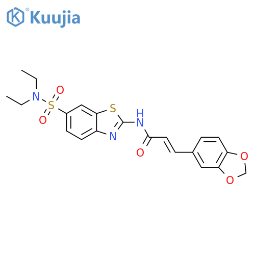 (2E)-3-(2H-1,3-benzodioxol-5-yl)-N-6-(diethylsulfamoyl)-1,3-benzothiazol-2-ylprop-2-enamide structure
