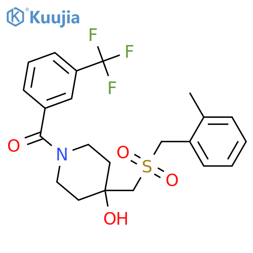 (4-HYDROXY-4-([(2-METHYLBENZYL)SULFONYL]METHYL)PIPERIDINO)[3-(TRIFLUOROMETHYL)PHENYL]METHANONE structure