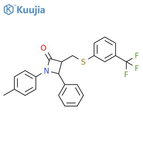 1-(4-methylphenyl)-4-phenyl-3-({[3-(trifluoromethyl)phenyl]sulfanyl}methyl)azetidin-2-one structure
