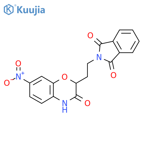 2-[2-(7-nitro-3-oxo-3,4-dihydro-2H-1,4-benzoxazin-2-yl)ethyl]-1H-isoindole-1,3(2H)-dione structure