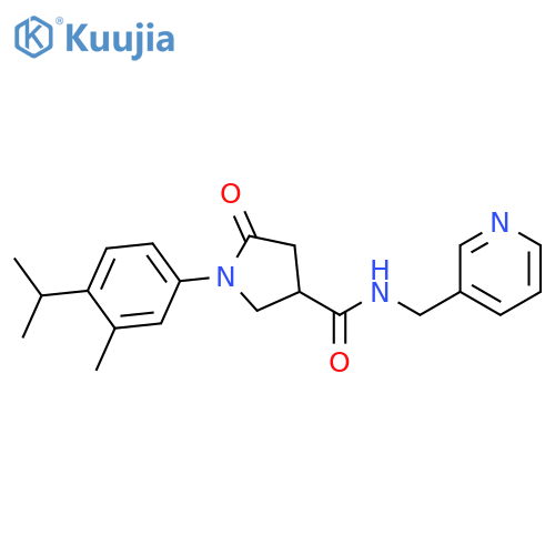 1-[3-methyl-4-(propan-2-yl)phenyl]-5-oxo-N-[(pyridin-3-yl)methyl]pyrrolidine-3-carboxamide structure