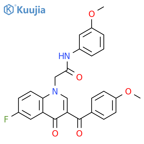 2-6-fluoro-3-(4-methoxybenzoyl)-4-oxo-1,4-dihydroquinolin-1-yl-N-(3-methoxyphenyl)acetamide structure