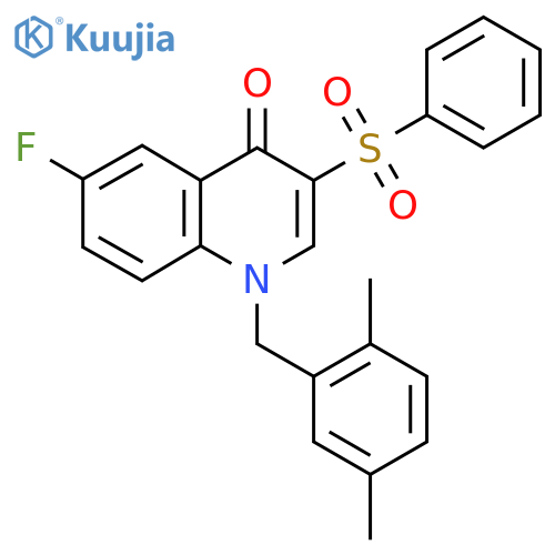 3-(benzenesulfonyl)-1-(2,5-dimethylphenyl)methyl-6-fluoro-1,4-dihydroquinolin-4-one structure