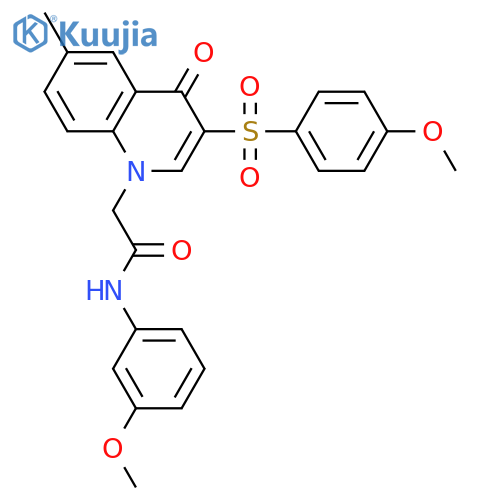 2-3-(4-methoxybenzenesulfonyl)-6-methyl-4-oxo-1,4-dihydroquinolin-1-yl-N-(3-methoxyphenyl)acetamide structure