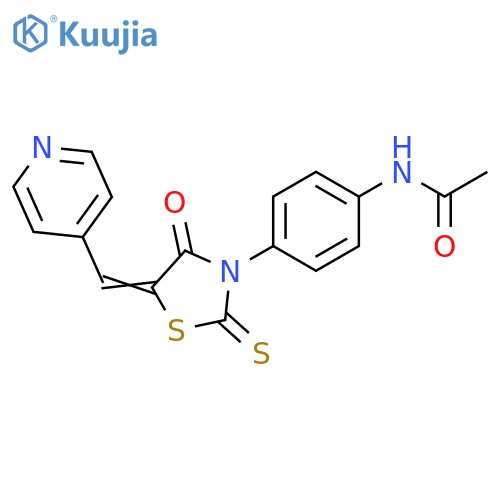 N-{4-(5Z)-4-oxo-5-(pyridin-4-yl)methylidene-2-sulfanylidene-1,3-thiazolidin-3-ylphenyl}acetamide structure