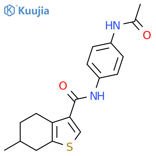 N-(4-acetamidophenyl)-6-methyl-4,5,6,7-tetrahydro-1-benzothiophene-3-carboxamide structure