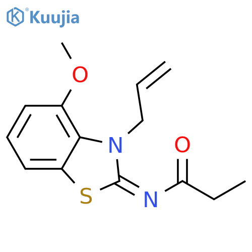 N-(2Z)-4-methoxy-3-(prop-2-en-1-yl)-2,3-dihydro-1,3-benzothiazol-2-ylidenepropanamide structure