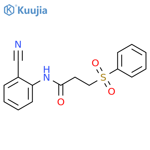 3-(benzenesulfonyl)-N-(2-cyanophenyl)propanamide structure