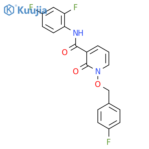 N-(2,4-difluorophenyl)-1-(4-fluorophenyl)methoxy-2-oxo-1,2-dihydropyridine-3-carboxamide structure