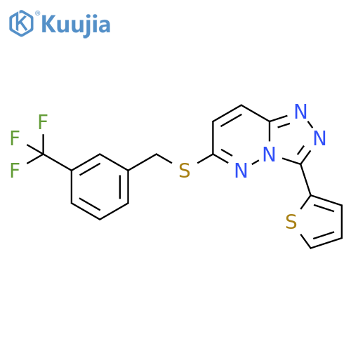 3-(thiophen-2-yl)-6-({3-(trifluoromethyl)phenylmethyl}sulfanyl)-1,2,4triazolo4,3-bpyridazine structure