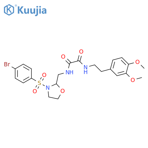 N-{3-(4-bromobenzenesulfonyl)-1,3-oxazolidin-2-ylmethyl}-N'-2-(3,4-dimethoxyphenyl)ethylethanediamide structure