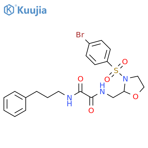 N-{3-(4-bromobenzenesulfonyl)-1,3-oxazolidin-2-ylmethyl}-N'-(3-phenylpropyl)ethanediamide structure