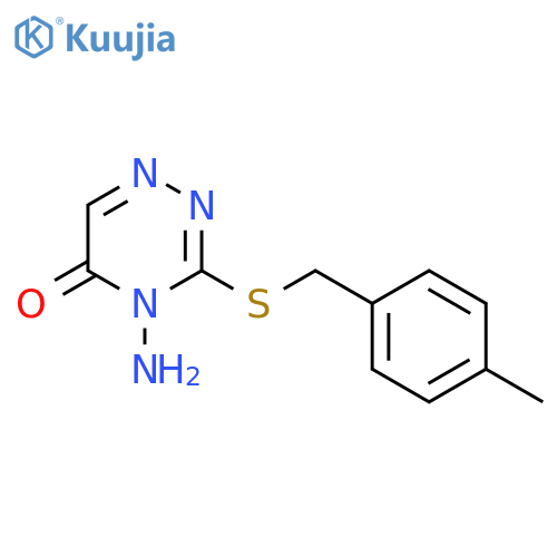 4-amino-3-{(4-methylphenyl)methylsulfanyl}-4,5-dihydro-1,2,4-triazin-5-one structure